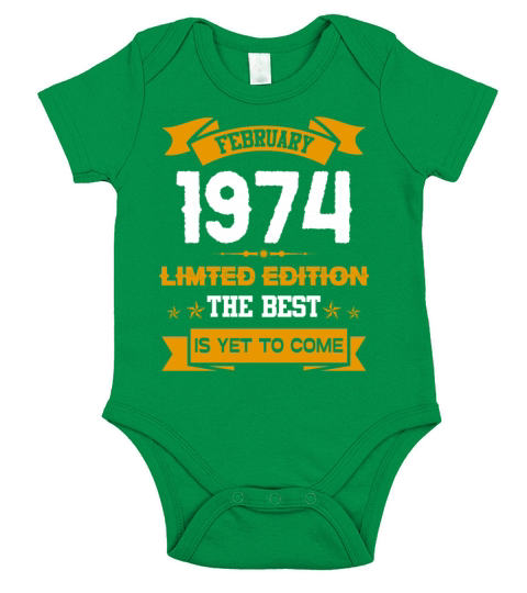 February 1974 Birthday Surprise Short Sleeve Baby One-Piece
