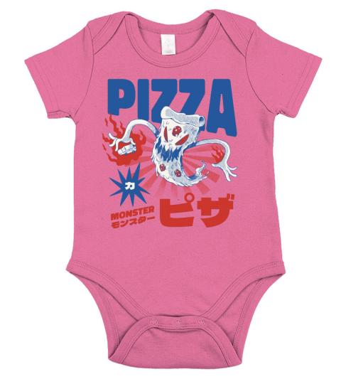 foodmonster - pizza - asian food monster Short Sleeve Baby One-Piece