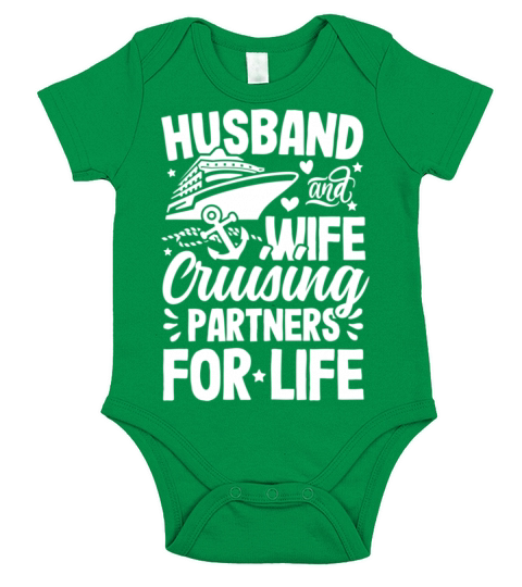 Husband and Wife Cruising Partners for Life Short Sleeve Baby One-Piece