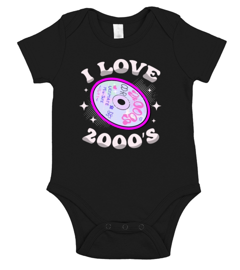I Love 2000s Decade 2000 Era Millenium Vintage Short Sleeve Baby One-Piece
