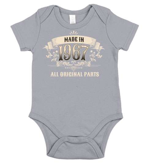 Retro Vintage Birthday Made 1967 Original Parts Short Sleeve Baby One-Piece