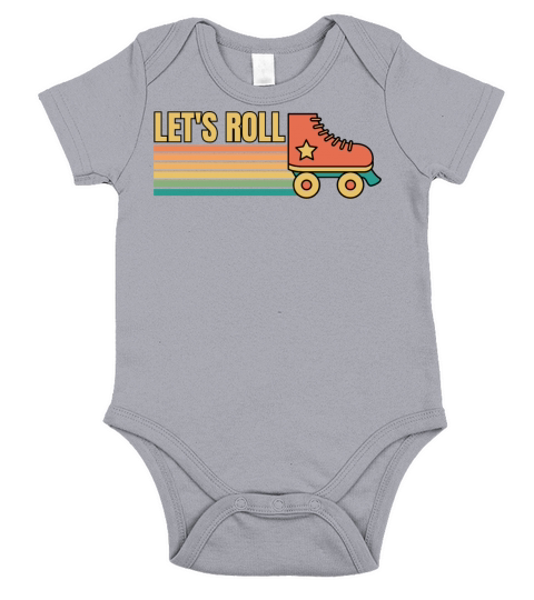 Retro Vintage Lets Roll Roller Skating Skater Short Sleeve Baby One-Piece