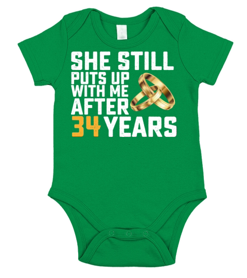 She Still Puts Up With Me After 34 Years Short Sleeve Baby One-Piece