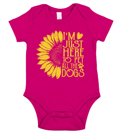 Sunflower Retro Vintage IM Just Here To Pet All T Short Sleeve Baby One-Piece