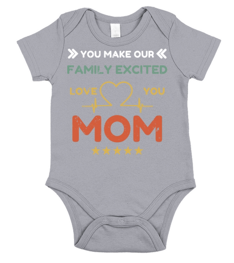 You Make Family Excited Love You Mom Heart Beat Short Sleeve Baby One-Piece