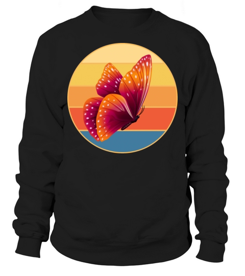 Cute Butterfly Retro Sunset Vintage Animal Insect Sweatshirt Unisex