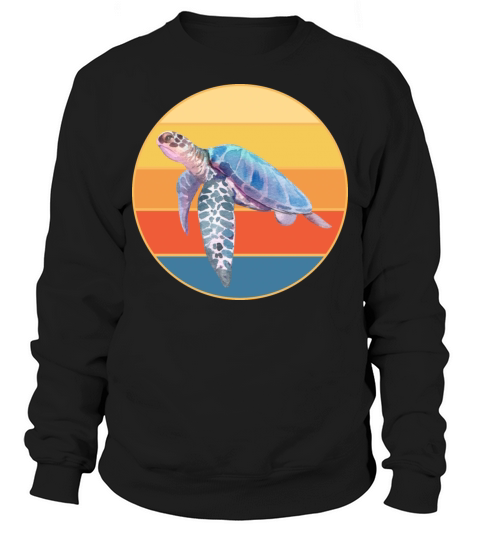 Cute Turtle Vintage Retro Sunset Marine Animal Sweatshirt Unisex