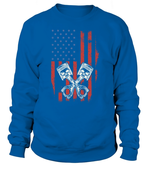 Vintage Patriotic American Flag Piston Muscle Car Sweatshirt Unisex