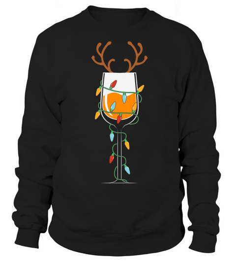 Merry Christmas Wine Glasses Reindeer Christmas Lights Sweatshirt Unisex