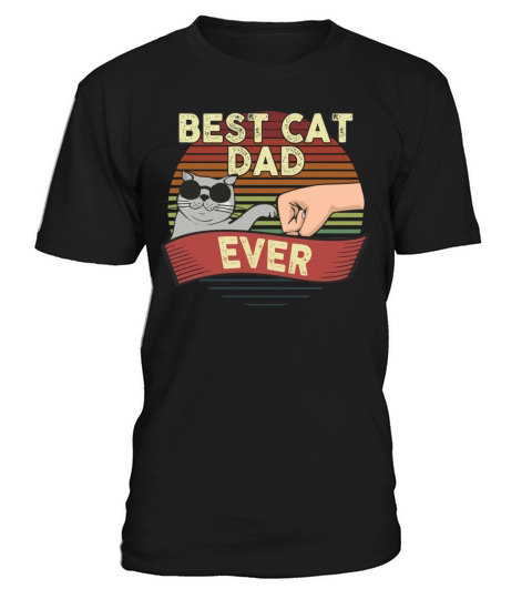 Best Cat Dad Ever Vintage Style Funny Cat in Sungl T-Shirt Unisex