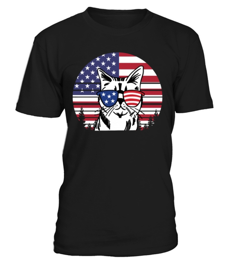 Vintage 4th Of July Kitten Face Sunglasses T-Shirt Unisex