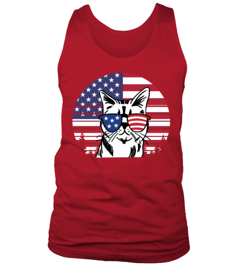 Vintage 4th Of July Kitten Face Sunglasses Tank Top Unisex