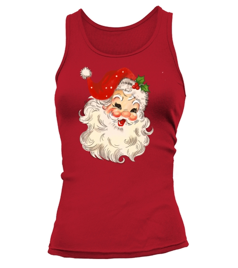 Retro vintage pink santa claus Merry christmas Tank top Woman