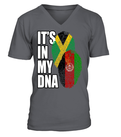 Afghan And Jamaican Mix Heritage DNA Flag V-Neck T-shirt