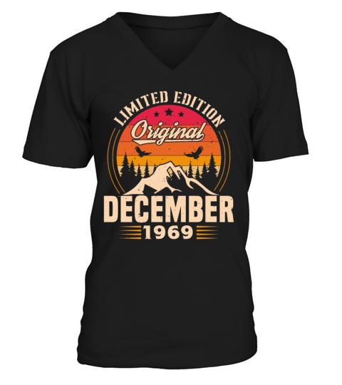 Birthday Gift December 1969 Vintage Retro V-Neck T-shirt