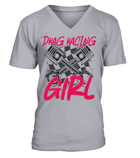 Drag Racing Race Car Girl Vintage V-Neck T-shirt