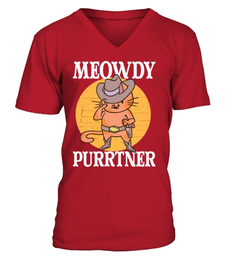Mewody Purrtner Howdy Partner Vintage Cat V-Neck T-shirt