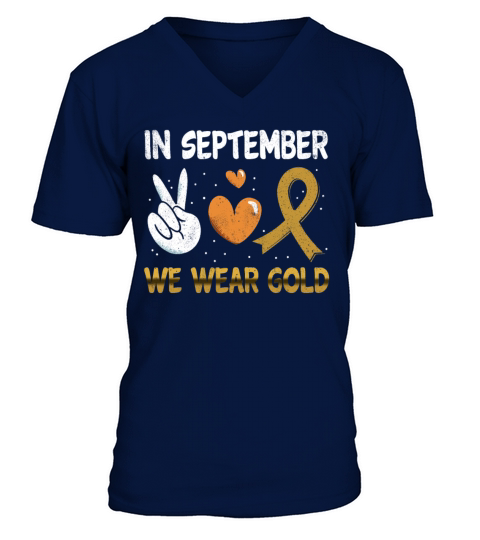 Month September Ribbon Childhood Cancer Awareness V-Neck T-shirt