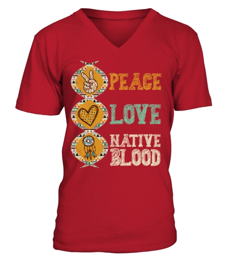 Native American Heritage Month Peace Love Native V-Neck T-shirt