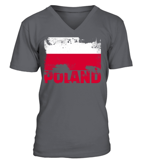 Poland Flag Vintage Distressed Polish Grunge Trave V-Neck T-shirt