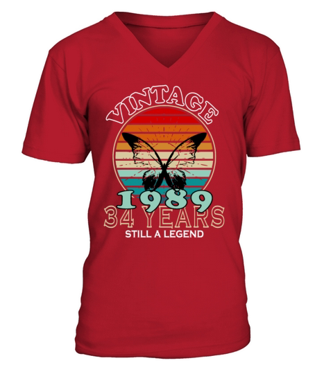 Retro Birthday Year Vintage 1989 V-Neck T-shirt