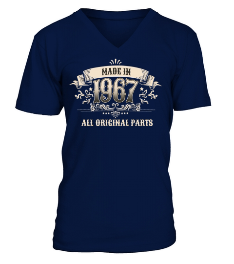 Retro Vintage Birthday Made 1967 Original Parts V-Neck T-shirt