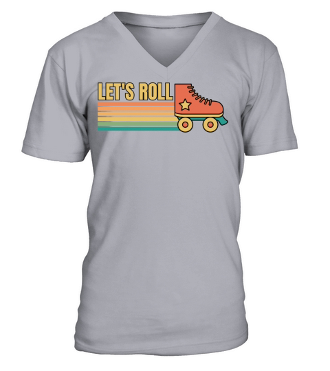 Retro Vintage Lets Roll Roller Skating Skater V-Neck T-shirt