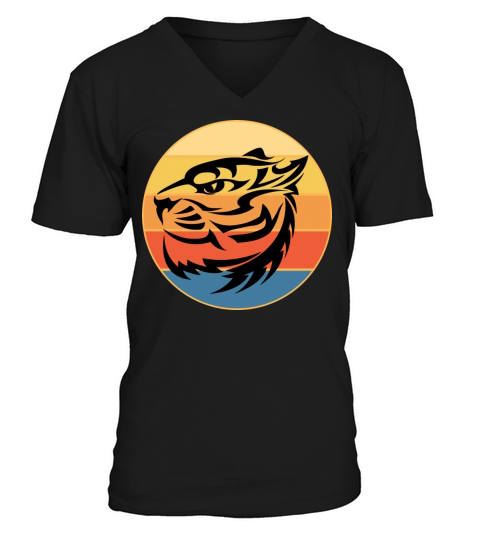 Tiger Big Cat Vintage Retro Sunset V-Neck T-shirt