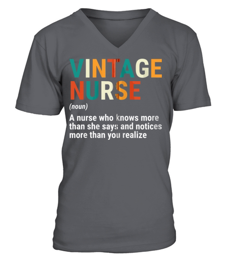 Vintage Nurse Definition Funny Retro Vintage Nursi V-Neck T-shirt