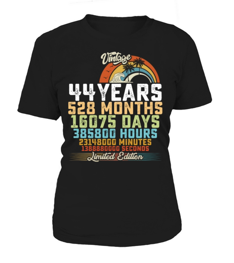 44th Birthday 44 Years Hours Month Vintage Women's T-Shirt