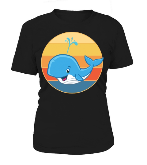Cute Kawaii Whale Retro Sunset Vintage Ocean Women's T-Shirt
