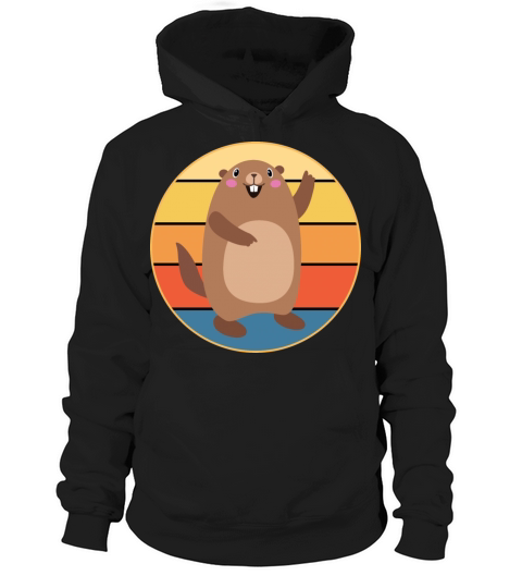 Cute Groundhog Retro Sunset Vintage Animal Lover Hoodie Unisex