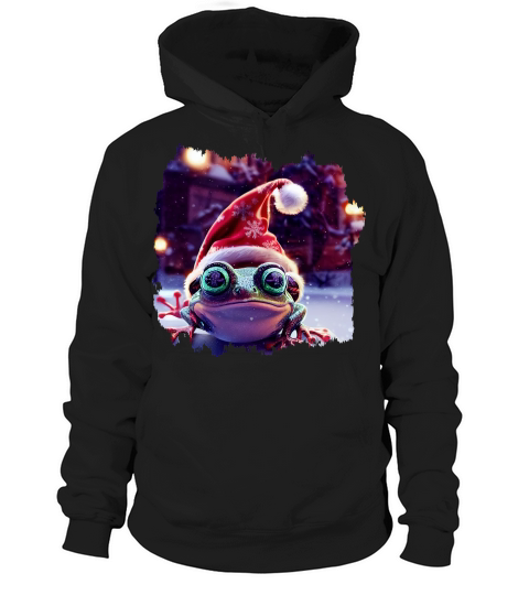 Cute Little Frog With Santa Hat Hoodie Unisex