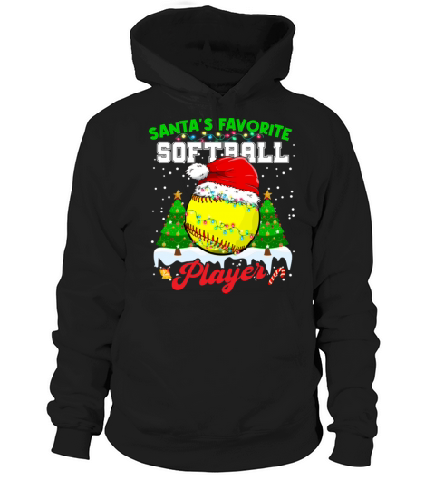 Santas Favorite Softball Player Christmas Pajama Hoodie Unisex