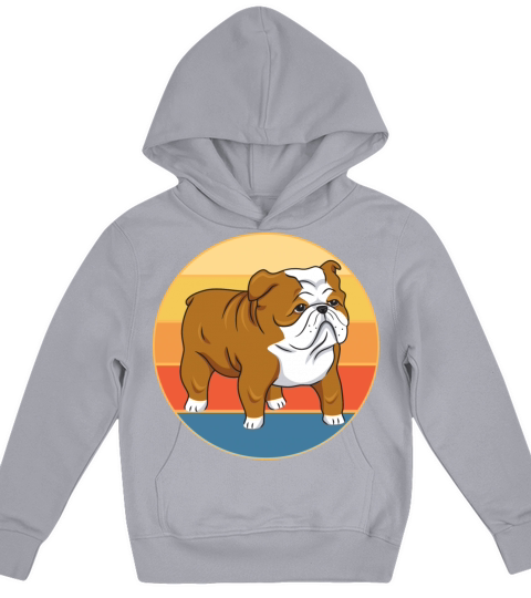 Bulldog Dog Breed Vintage Retro Sunset Kids Hoodie