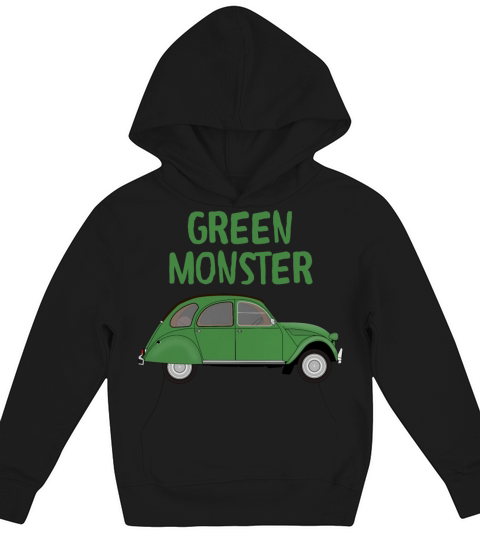 Citroen 2 cv green monster fans 2 chevaux vintage Kids Hoodie