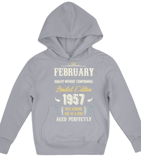 February 1957 Vintage Birthday Present Kids Hoodie