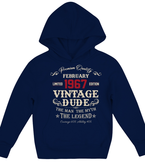February 1967 Vintage Birthday Present Kids Hoodie
