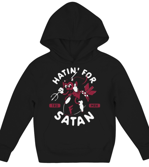 Hatin For Satan F Bomb Vintage Cartoon Red Devil Kids Hoodie