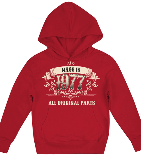 Retro Vintage Birthday Made 1977 Original Parts Kids Hoodie
