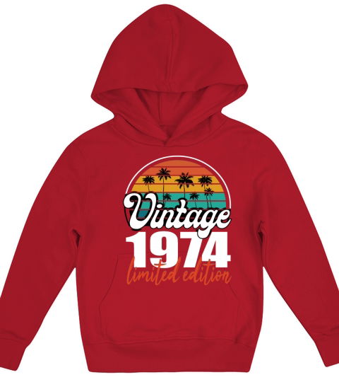 Vintage Birthday Retro 1974 Limited Edition Kids Hoodie