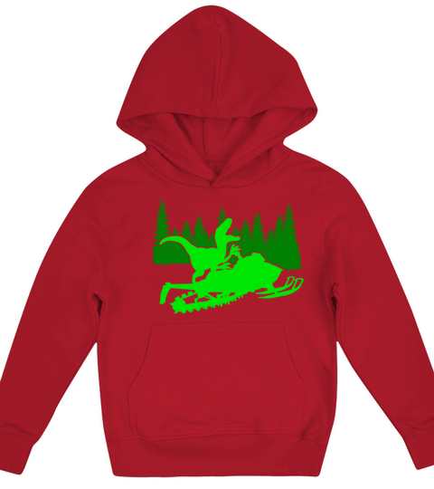 Vintage Snowmobiling Gift Dinosaur Ride Snowmobile Kids Hoodie