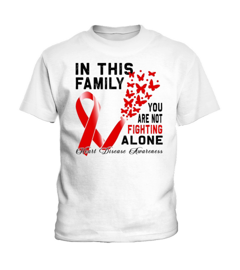 Fighter Family Red Ribbon Heart Disease Kids T-Shirt
