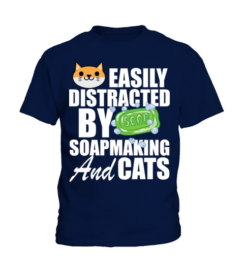 Soap Maker Easily Distracted By Soapmaking And Cat Kids T-Shirt
