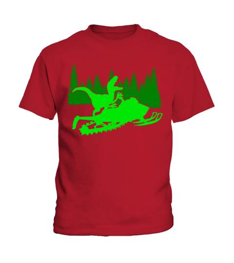 Vintage Snowmobiling Gift Dinosaur Ride Snowmobile Kids T-Shirt