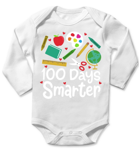 100 Days of School Student Long Sleeve Baby One-Piece