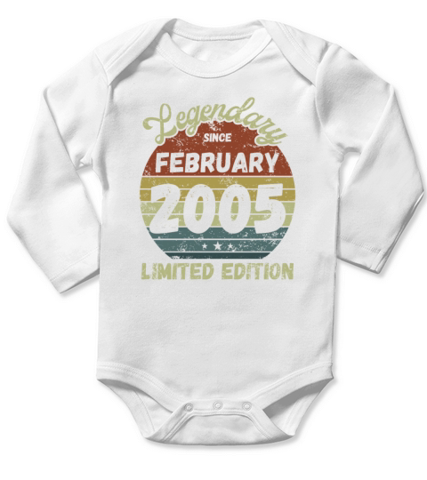 18th Birthday - Legendary since February 2005 Long Sleeve Baby One-Piece