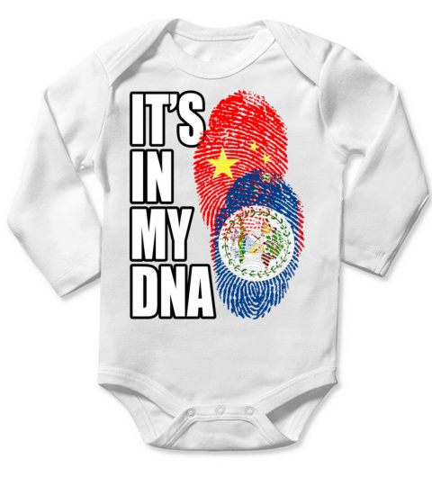 Belizean And Chinese Mix Heritage DNA Flag Long Sleeve Baby One-Piece