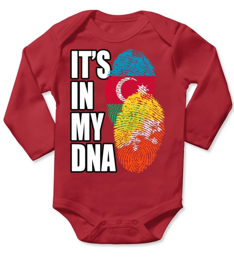 Bhutanese And Azerbaijani Mix Heritage DNA Flag Long Sleeve Baby One-Piece
