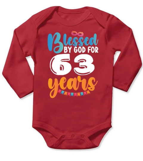 Birthday Blessed by God for 63 Years Long Sleeve Baby One-Piece